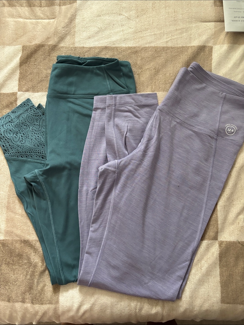 High-Rise Active Leggings - Lavender and Teal